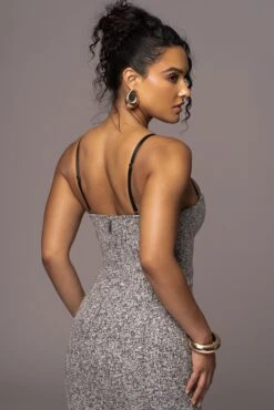 Lt. Grey Royal Tweed Midi Dress -Jluxlabel Dress Shop PRODUCT JUL262023 AUGDROP12 154