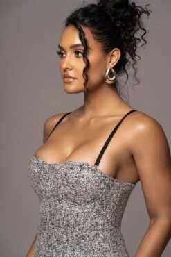 Lt. Grey Royal Tweed Midi Dress -Jluxlabel Dress Shop PRODUCT JUL262023 AUGDROP12 156