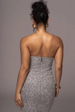 Lt. Grey Royal Tweed Midi Dress -Jluxlabel Dress Shop PRODUCT JUL262023 AUGDROP12 163