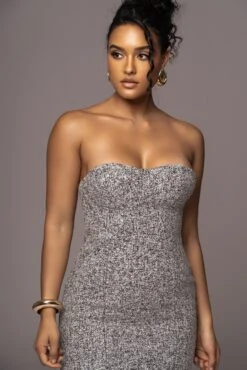 Lt. Grey Royal Tweed Midi Dress -Jluxlabel Dress Shop PRODUCT JUL262023 AUGDROP12 164