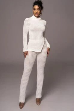 White Better Together Ribbed Pants