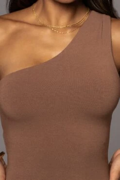 Pecan Meara One Shoulder Dress -Jluxlabel Dress Shop PRODUCT JUL282022 BASIX 214