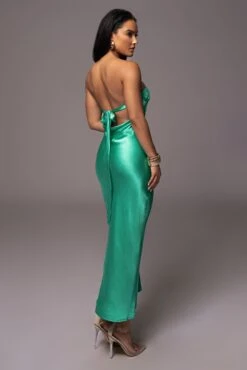 Green Irina Satin Strapless Maxi Dress -Jluxlabel Dress Shop PRODUCT JUL52023 52