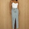 Medium Wash Denim Nila Front Slit Skirt -Jluxlabel Dress Shop PRODUCT JUL52023 CROCHET2 106