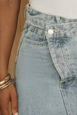 Medium Wash Denim Nila Front Slit Skirt -Jluxlabel Dress Shop PRODUCT JUL52023 CROCHET2 114