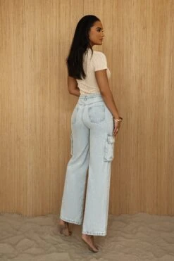 Medium Wash Denim Val Slouch Cargo Jeans -Jluxlabel Dress Shop PRODUCT JUL52023 CROCHET2 117