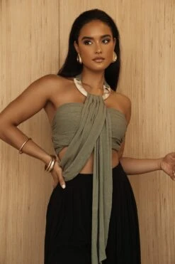 Olive TAKE A SEAT HALTER TOP -Jluxlabel Dress Shop PRODUCT JUL52023 CROCHET2 234