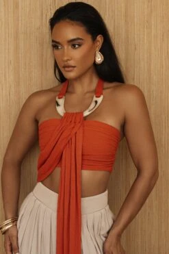 Rust TAKE A SEAT HALTER TOP -Jluxlabel Dress Shop PRODUCT JUL52023 CROCHET2 272