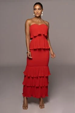 Red Casa Blanca Ruffle Dress -Jluxlabel Dress Shop PRODUCT JUN22022 SUMMER3 117