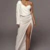 White Evita Linen Draped Dress 1 White Evita Linen Draped Dress -Jluxlabel Dress Shop PRODUCT JUNE232021 JLUX 67
