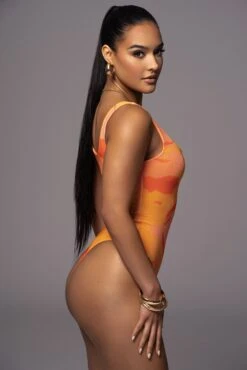 Orange Private Getaway Mesh Bodysuit 15 Orange Private Getaway Mesh Bodysuit -Jluxlabel Dress Shop PRODUCT JUNE272023 ASAP 3