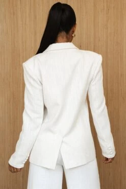 White Cyra Tailored Linen Blazer -Jluxlabel Dress Shop PRODUCT JUNE272023 CROCHET 55
