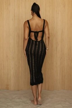 Noir Fine Knit Midi Dress -Jluxlabel Dress Shop PRODUCT JUNE272023 CROCHET 98