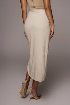 Natural Spring Ruched Linen Skirt -Jluxlabel Dress Shop PRODUCT JUNE42021 62