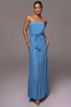 Blue Del Sol Linen Maxi Dress