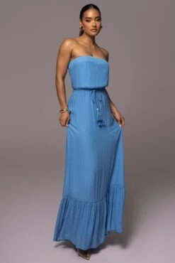 Blue Del Sol Linen Maxi Dress -Jluxlabel Dress Shop PRODUCT JUNE72023 JUNEDROP1 20
