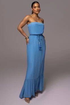 Blue Del Sol Linen Maxi Dress -Jluxlabel Dress Shop PRODUCT JUNE72023 JUNEDROP1 21
