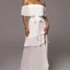 White Marsela Off-Shoulder Linen Maxi Dress
