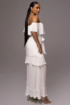 White Marsela Off-Shoulder Linen Maxi Dress -Jluxlabel Dress Shop PRODUCT JUNE72023 JUNEDROP1 35