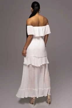 White Marsela Off-Shoulder Linen Maxi Dress -Jluxlabel Dress Shop PRODUCT JUNE72023 JUNEDROP1 37
