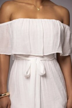 White Marsela Off-Shoulder Linen Maxi Dress -Jluxlabel Dress Shop PRODUCT JUNE72023 JUNEDROP1 40