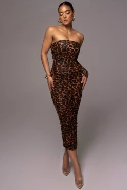 Leopard Into The Wild Shoulder Dress