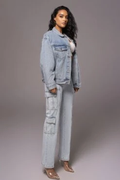 Medium Wash Denim Highlands Oversized Jacket -Jluxlabel Dress Shop PRODUCT JUNE82023 NEWARRIVALS 110