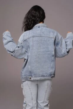 Medium Wash Denim Highlands Oversized Jacket -Jluxlabel Dress Shop PRODUCT JUNE82023 NEWARRIVALS 111