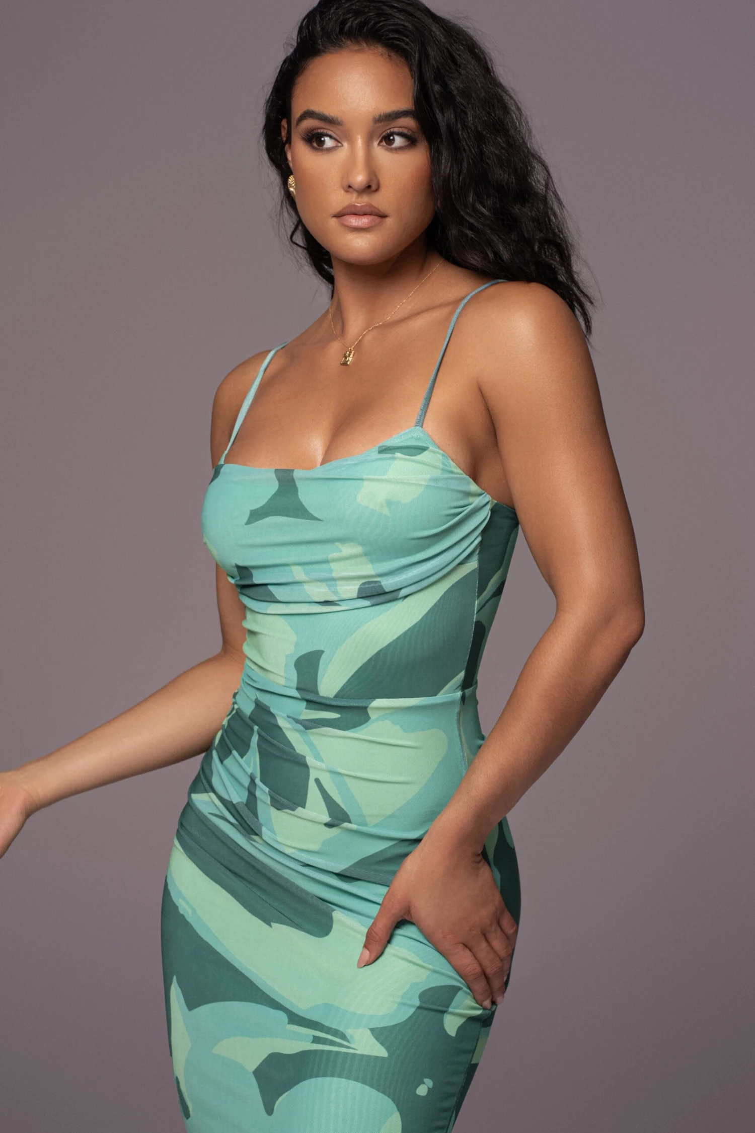 Green Naylene Ruched Dress 5 Green Naylene Ruched Dress - Image 3