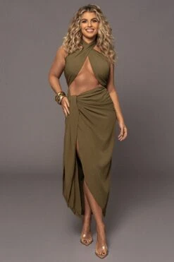 Olive Sahara Dress -Jluxlabel Dress Shop PRODUCT MAR132023 17