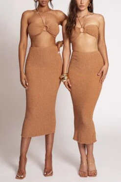 Camel Lana Smocked Skirt Set 23 Camel Lana Smocked Skirt Set -Jluxlabel Dress Shop PRODUCT MAR202023 17