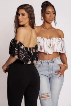 Black Floral Garden Party Crop Top -Jluxlabel Dress Shop PRODUCT MAR202023 25