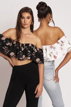 Black Floral Garden Party Crop Top -Jluxlabel Dress Shop PRODUCT MAR202023 30