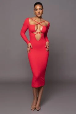 Persimmon Mesmerize Midi Dress -Jluxlabel Dress Shop PRODUCT MAR302023 1661