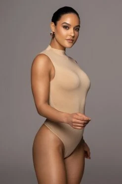 Jluxbasix Tan Ciela High Neck Bodysuit -Jluxlabel Dress Shop PRODUCT MARCH42022 273