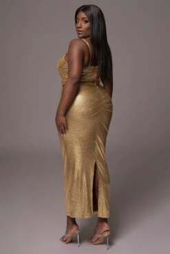 Gold Rubi Cowl Neck Cocktail Dress -Jluxlabel Dress Shop PRODUCT MAY112023 6