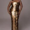 Gold Bianca Snakeskin Slit Dress -Jluxlabel Dress Shop PRODUCT MAY112023 62