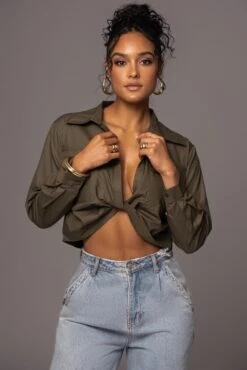 Olive Castella Twist Front Top -Jluxlabel Dress Shop PRODUCT MAY172023 104