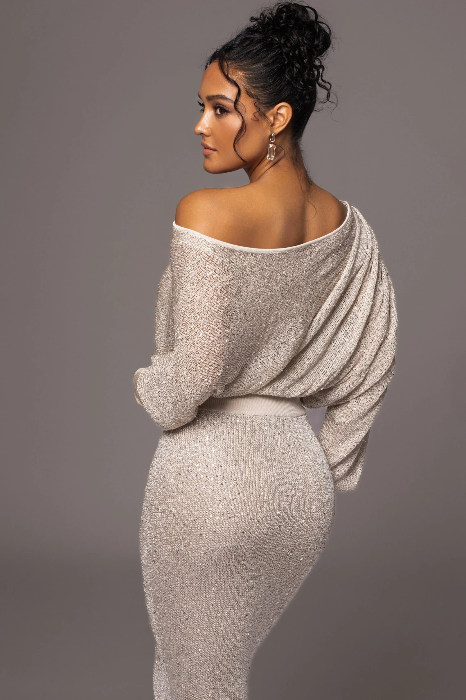 Beige Night Sky Sequin Skirt Set 4 Beige Night Sky Sequin Skirt Set - Image 2