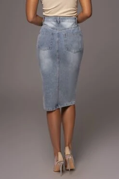 Denim Vintage Blues Slit Skirt -Jluxlabel Dress Shop PRODUCT MAY172023 49