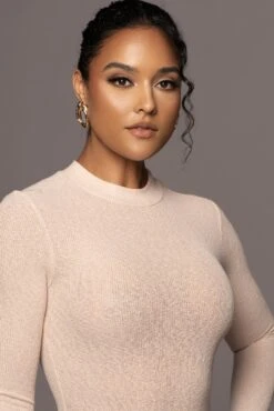 Tan Kimber High Neck Bodysuit -Jluxlabel Dress Shop PRODUCT MAY22022 169