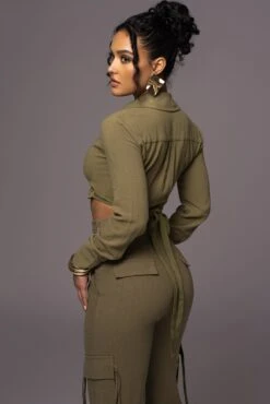 Olive Drift Away Linen Wrap Top -Jluxlabel Dress Shop PRODUCT MAY232023 JUNEDROP1 193