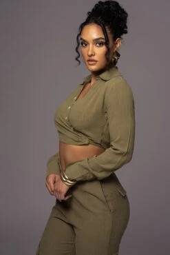 Olive Drift Away Linen Wrap Top -Jluxlabel Dress Shop PRODUCT MAY232023 JUNEDROP1 194