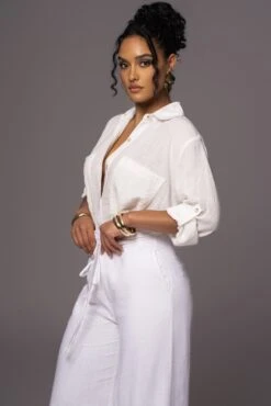 Off White By The Coast Crinkled Button Up -Jluxlabel Dress Shop PRODUCT MAY232023 JUNEDROP1 235