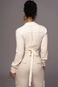 Natural Drift Away Linen Wrap Top -Jluxlabel Dress Shop PRODUCT MAY232023 JUNEDROP1 259