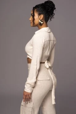 Natural Drift Away Linen Wrap Top -Jluxlabel Dress Shop PRODUCT MAY232023 JUNEDROP1 260