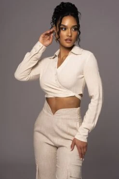 Natural Drift Away Linen Wrap Top -Jluxlabel Dress Shop PRODUCT MAY232023 JUNEDROP1 261