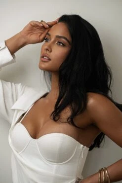 White Evita Linen Draped Dress -Jluxlabel Dress Shop PRODUCT MAY42023 4