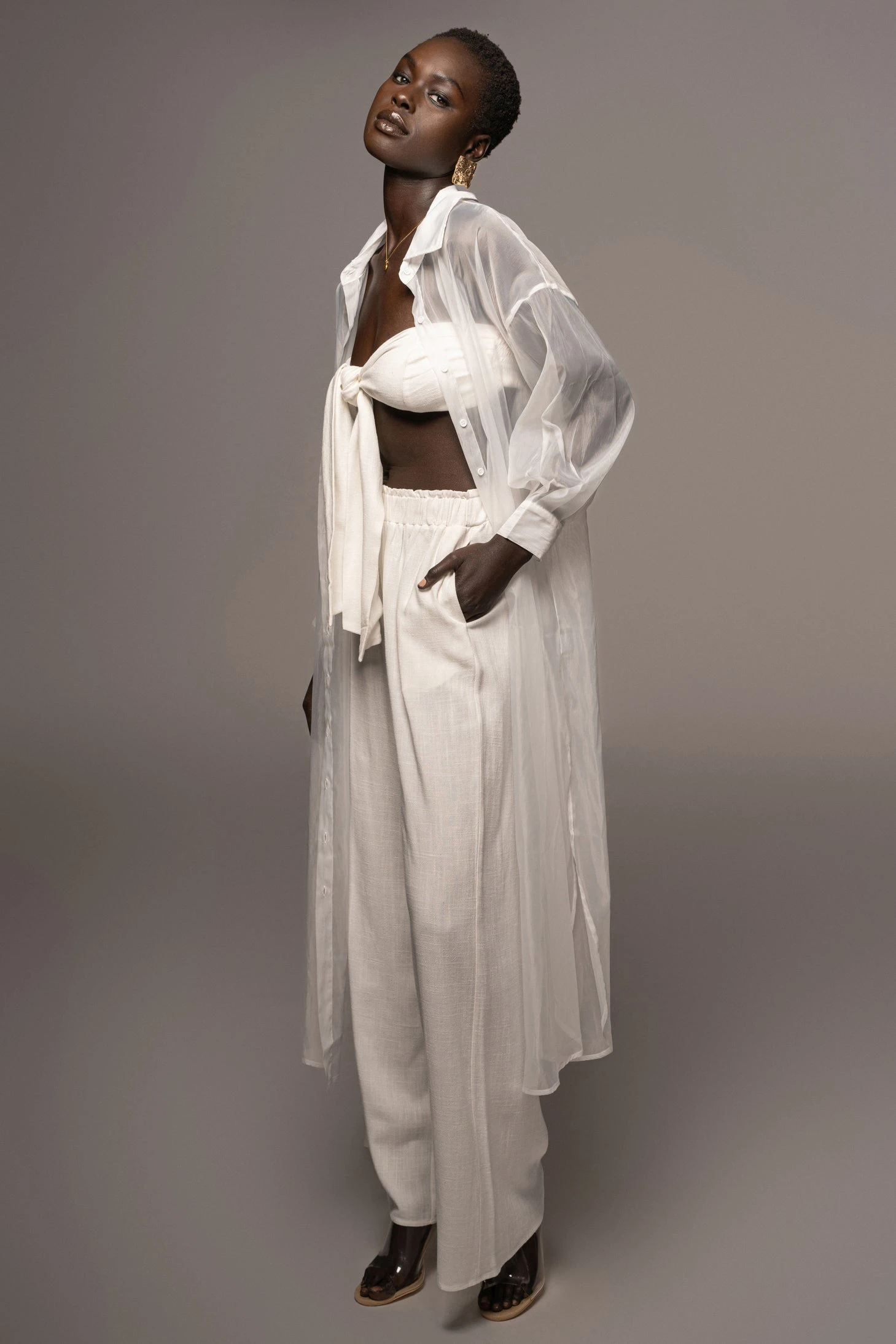 White Lia Button Front Shirt Dress 7 White Lia Button Front Shirt Dress - Image 5