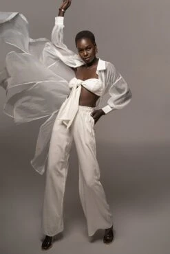 White Lia Button Front Shirt Dress